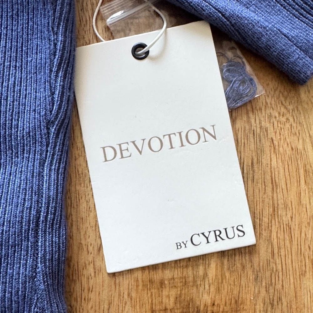 Devotion by Cyrus Marlin Blue Button-Up sweater Midi Dress NWT LARGE - Picture 4 of 8
